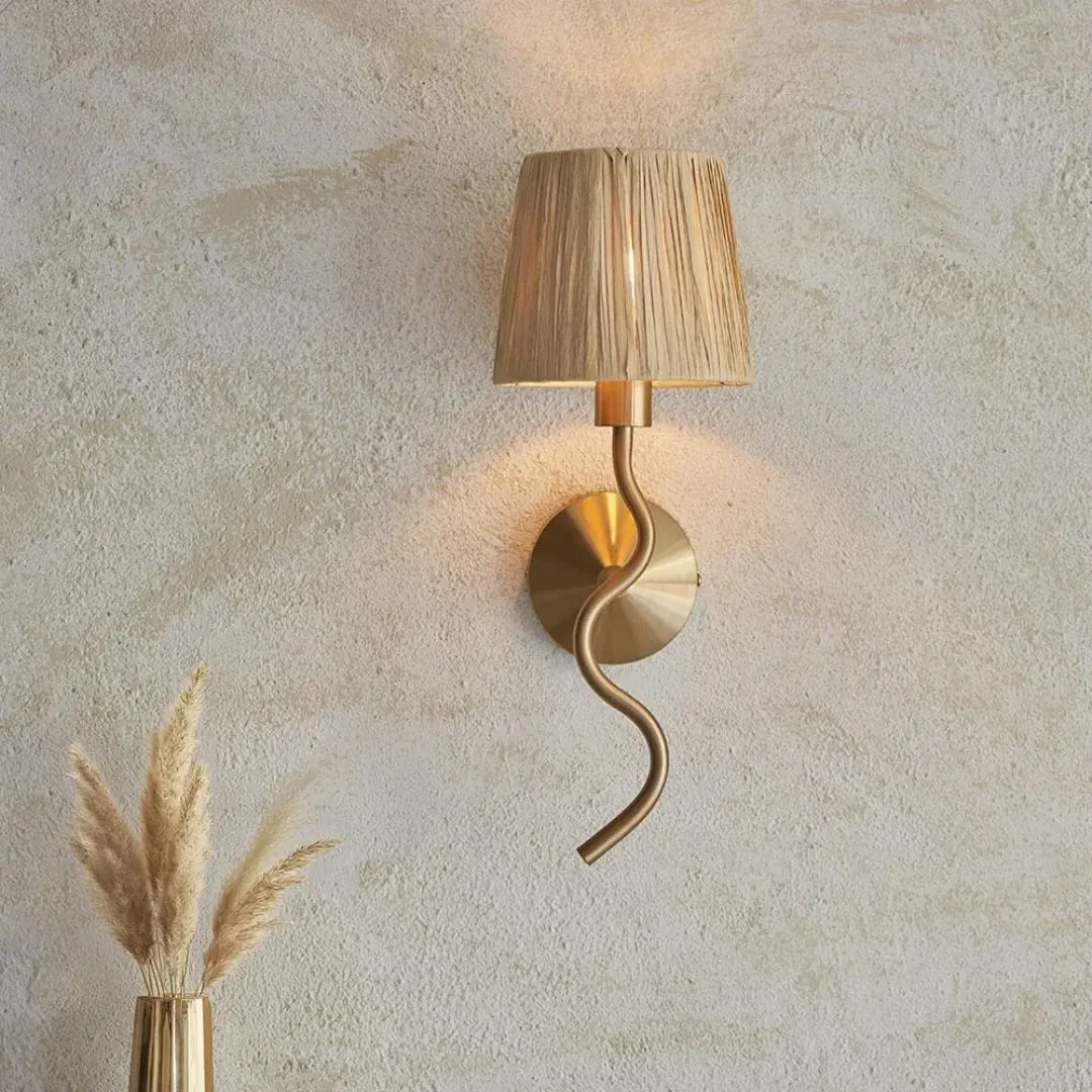 Wriggle Wall Light - Brass, Raffia product