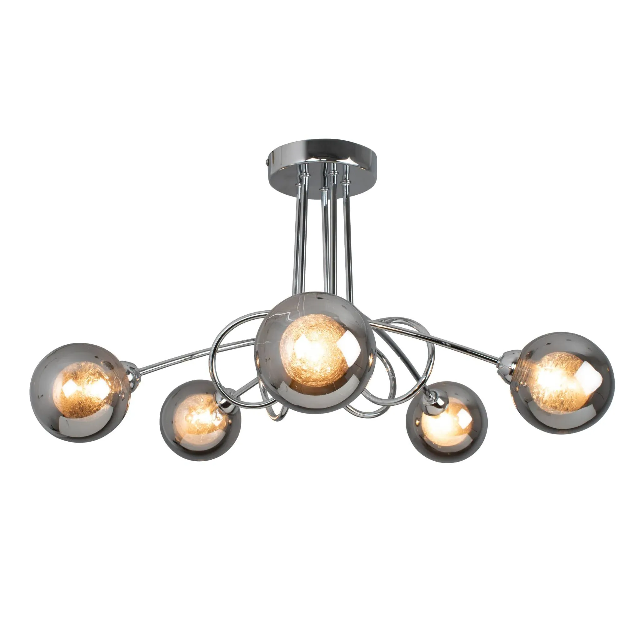 Xena 5-Light Semi Flush Ceiling Light - Chrome, Smoked Glass product