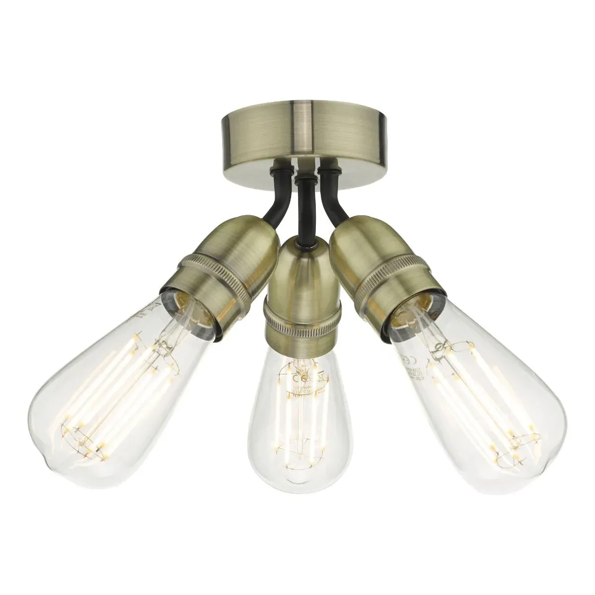 Yao 3-Light Flush Ceiling Light - Antique Brass product