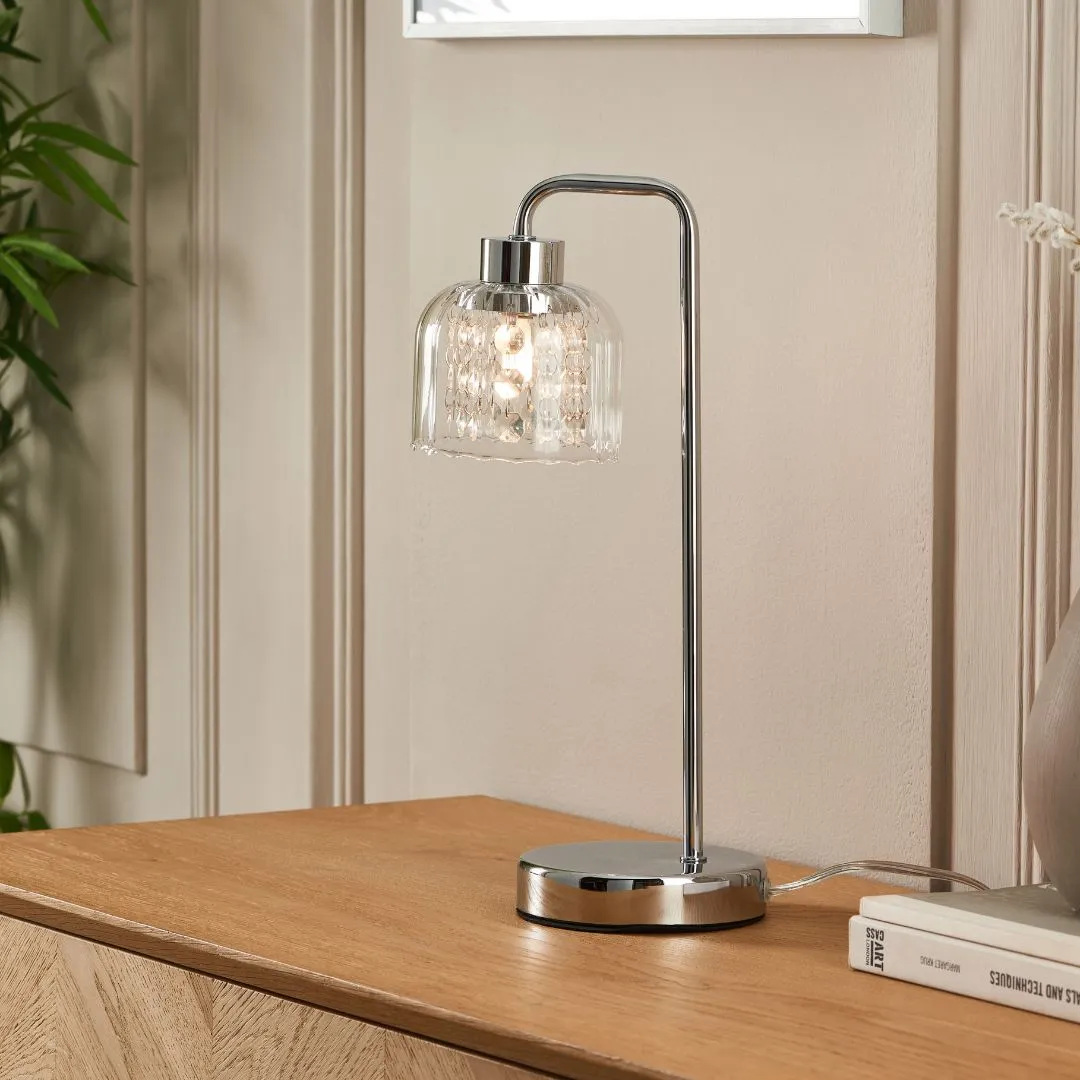 Yarrow Table Lamp with Crystals - Polished Chrome, Glass product