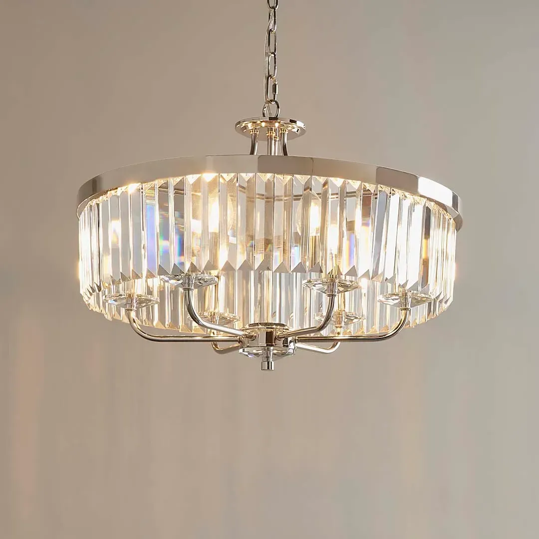 Yasmin 6-Light Pendant Ceiling Light - Nickel, Steel & Glass product