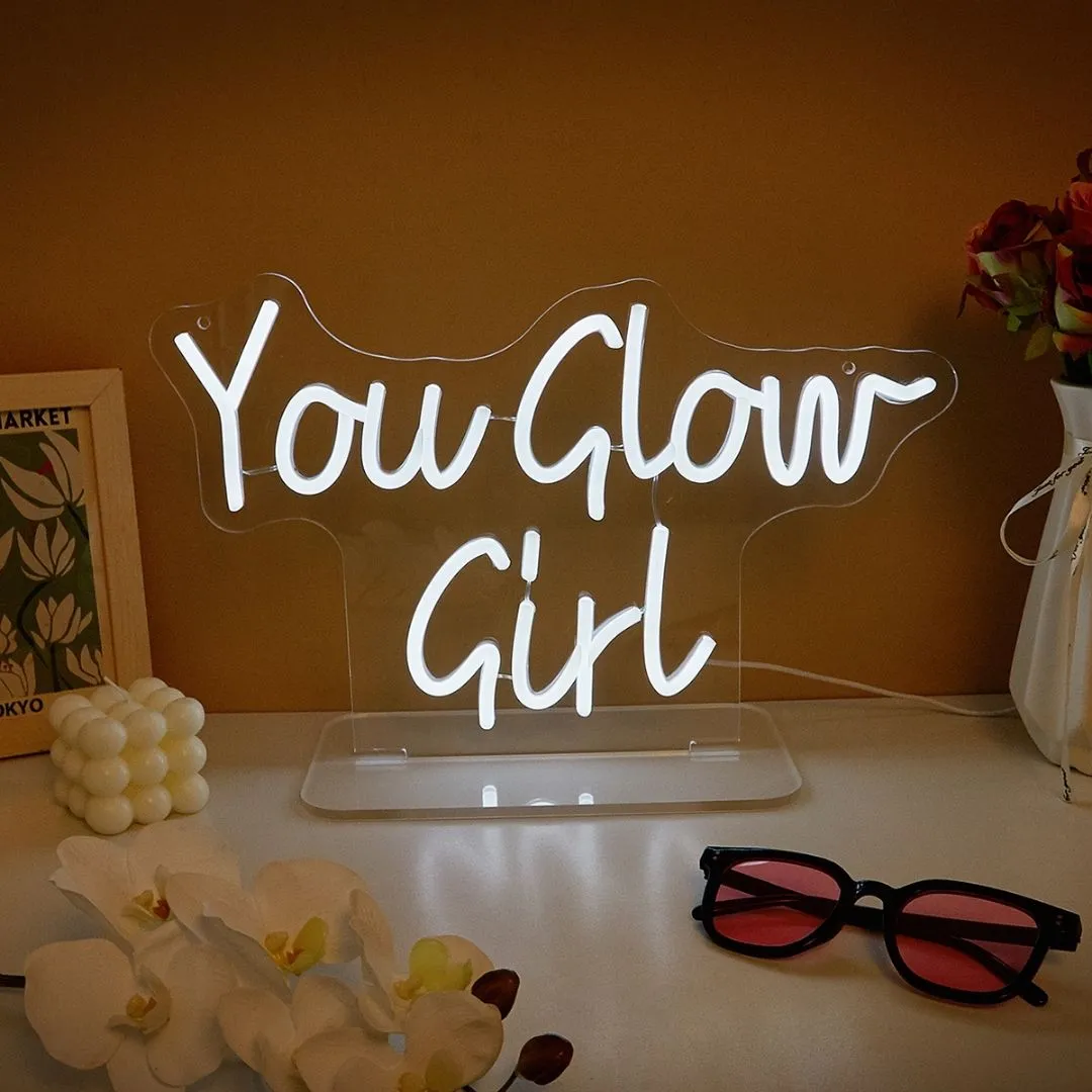 You Glow Girl LED Neon Sign - White product