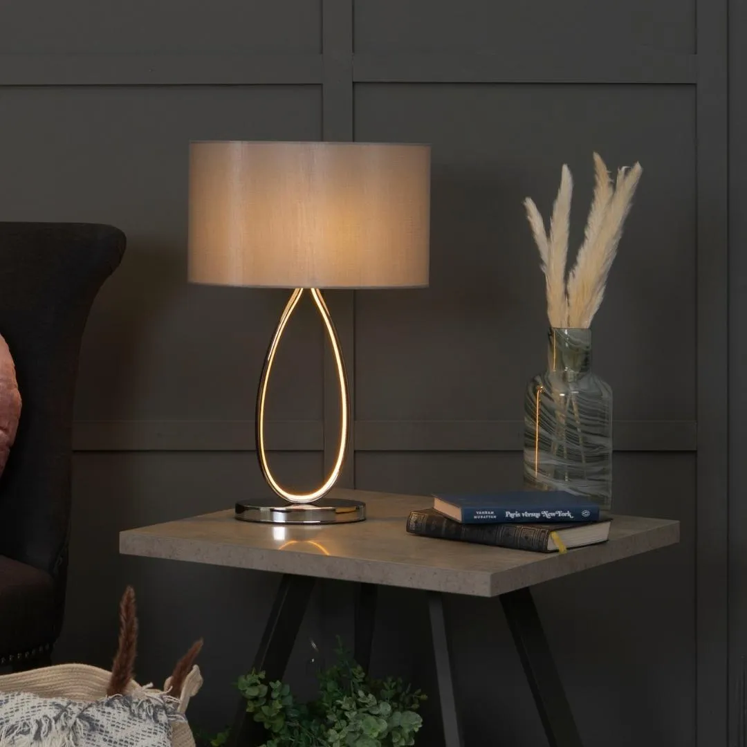 Zabina LED Table Lamp - Grey, Polished Chrome product