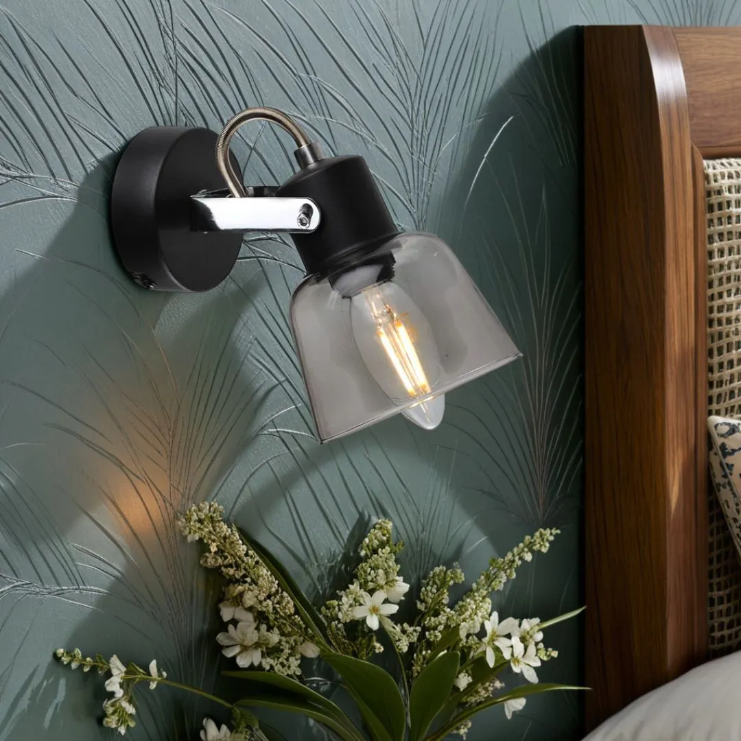 Zach Spotlight with Glass Shade - Black product
