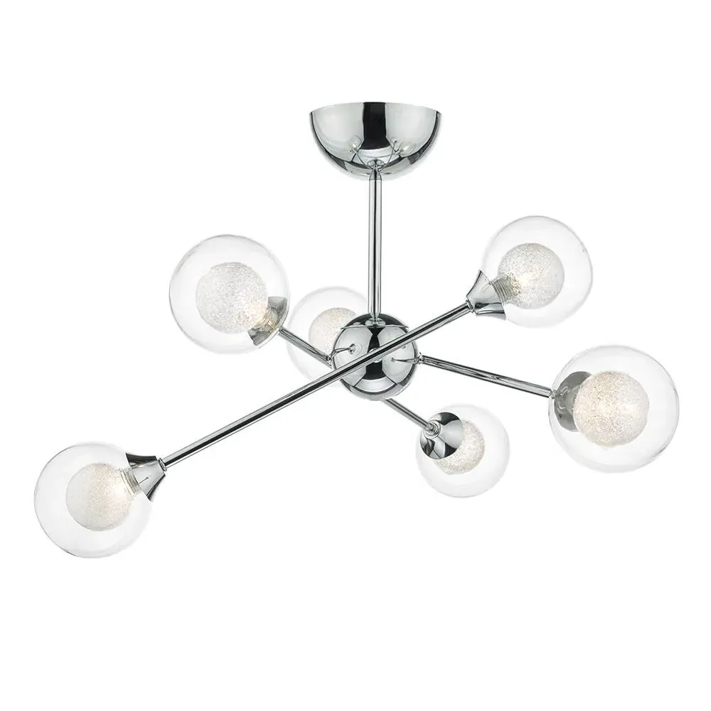 Zeke 6 Light Semi-Flush Ceiling Light - Chrome, Glass product