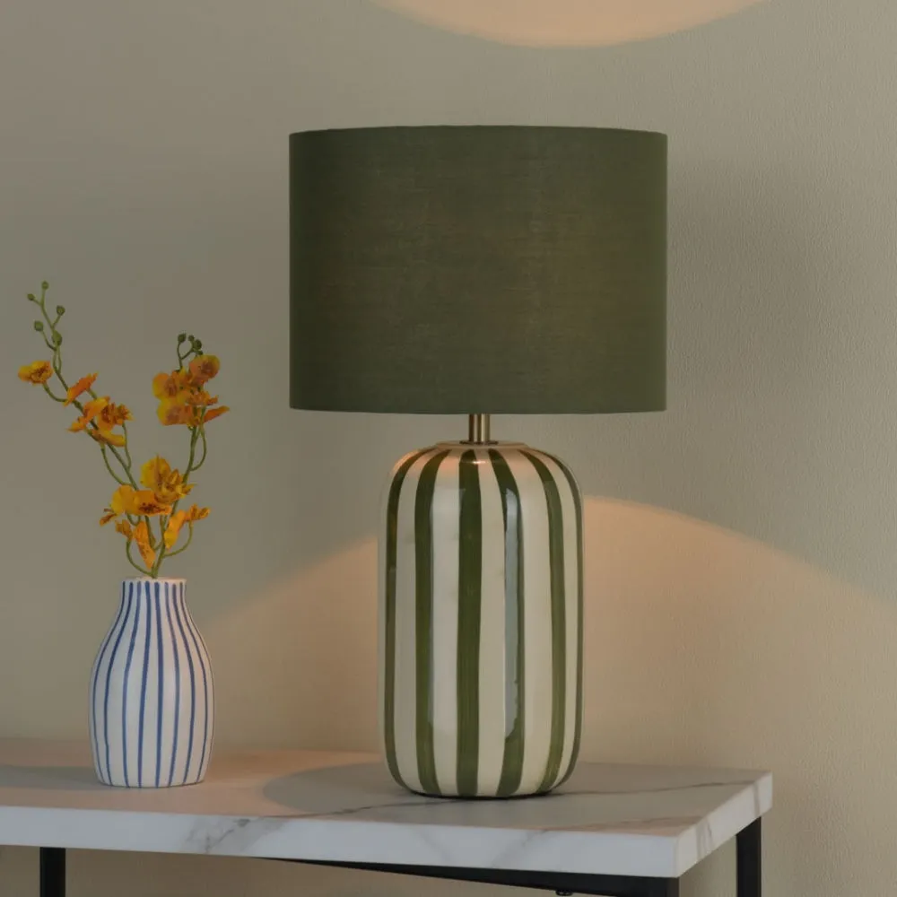 Zella Striped Table Lamp - Green, Ceramic product