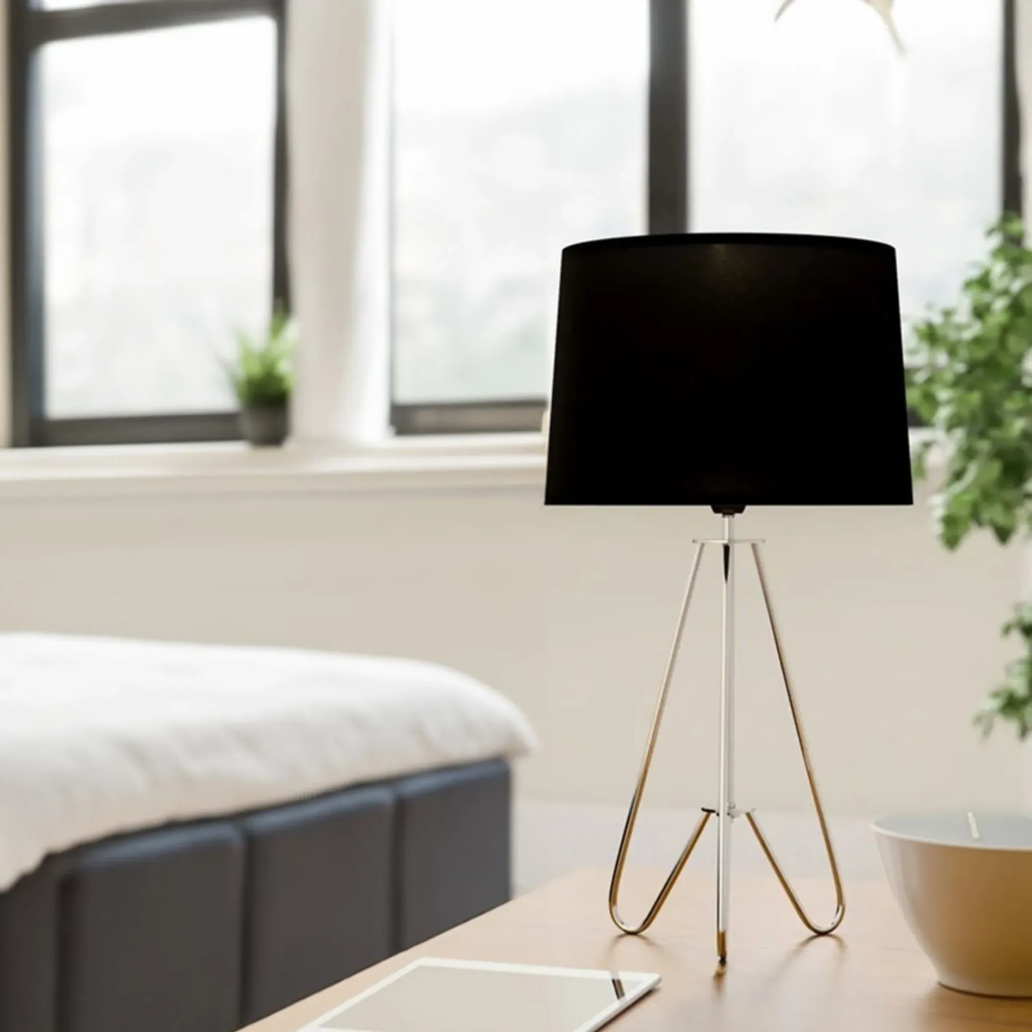 Ziggy Tripod Table Lamp - Black, Chrome product
