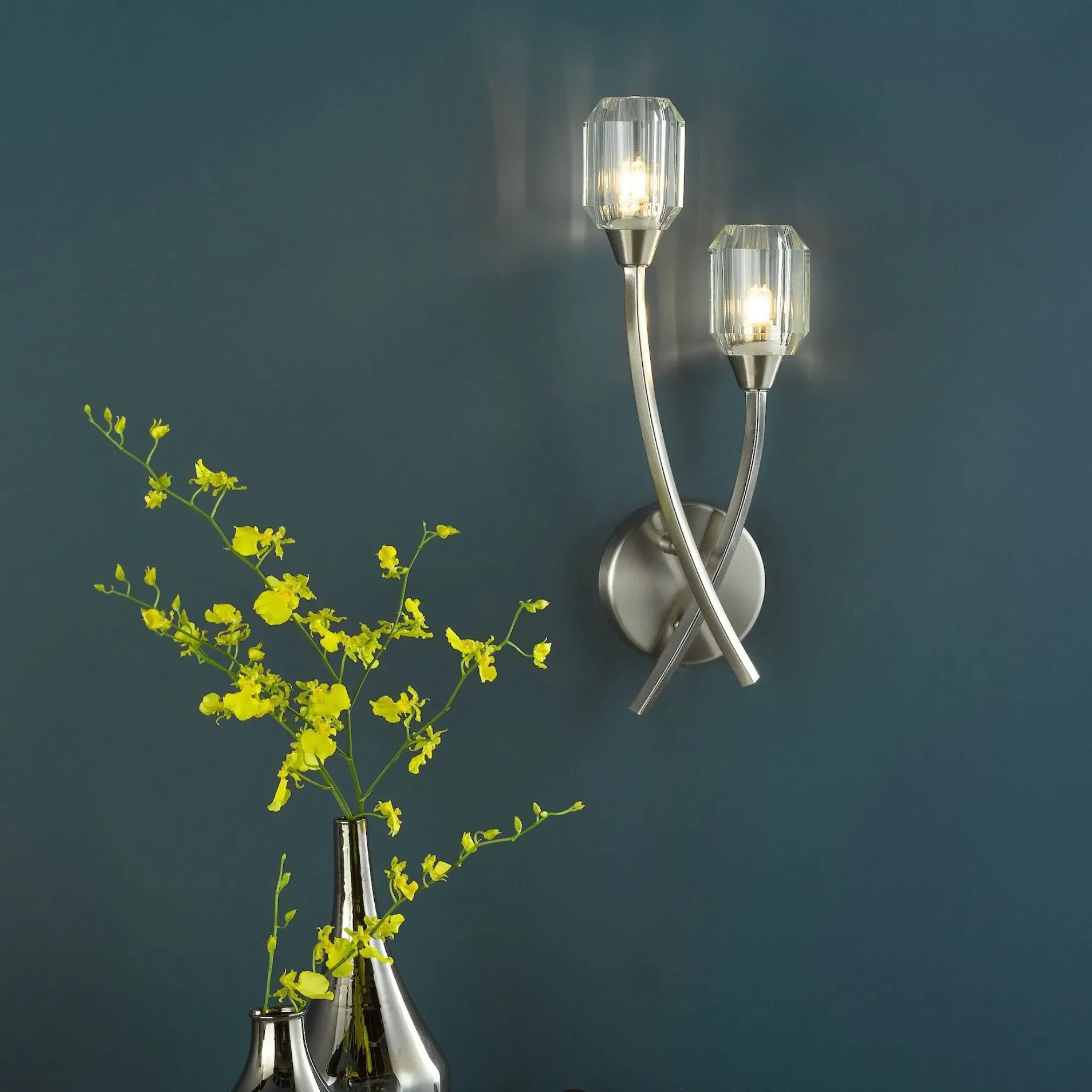 Zonda 2-Light Wall Light - Brushed Nickel, Crystal product