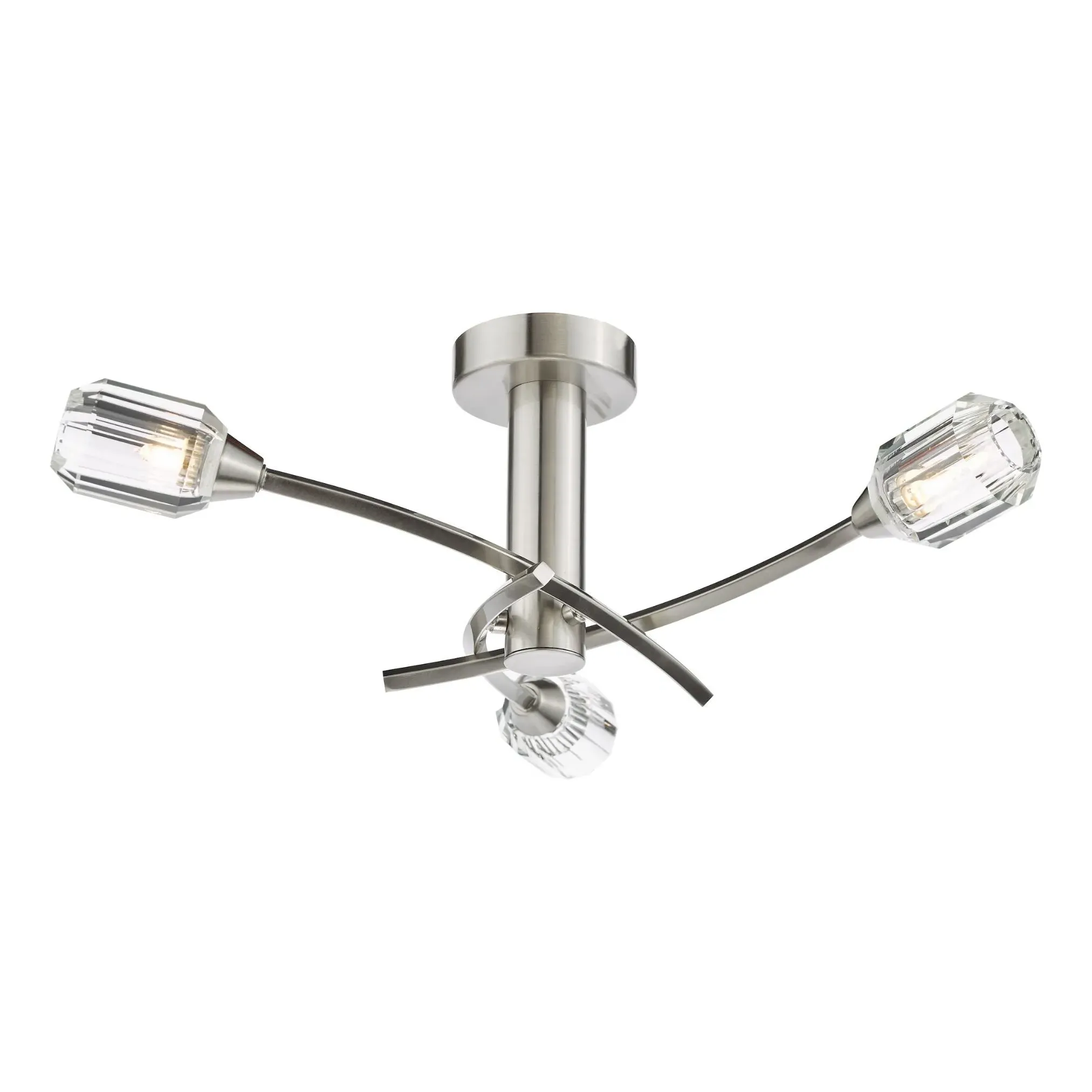 Zonda 3-Light Semi Flush Ceiling Light - Brushed Nickel, Glass product