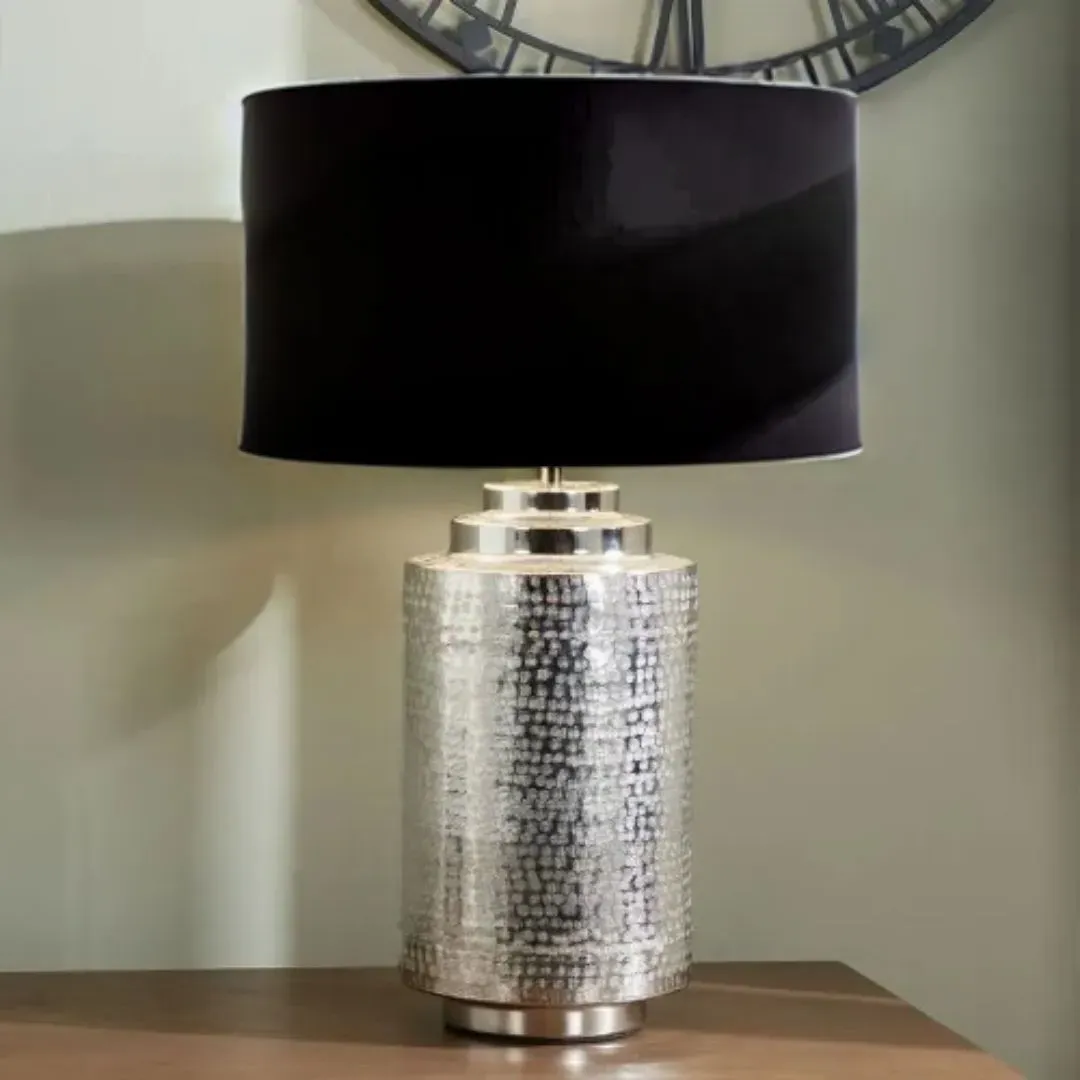 Zuri Large Pot Table Lamp - Silver, Metal product