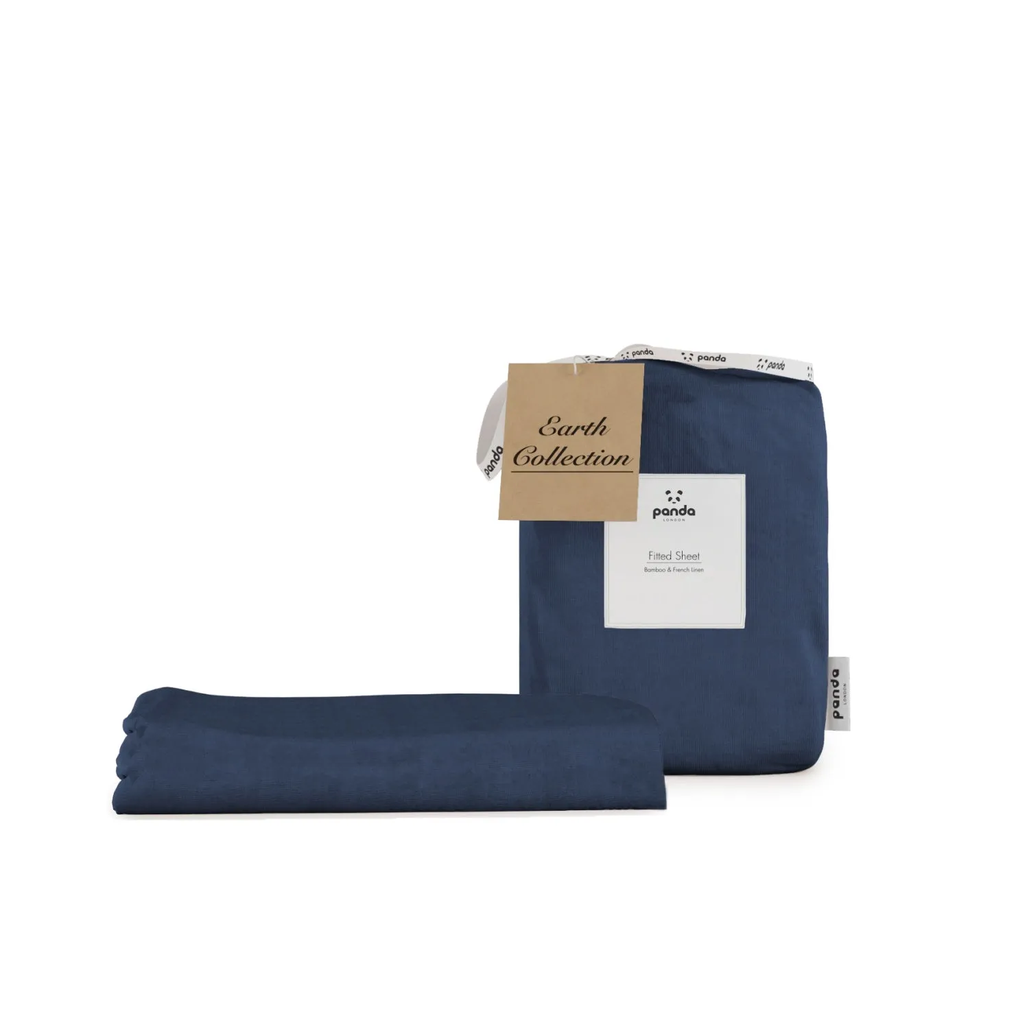 Bamboo & French Linen Double Fitted Sheet - Navy product