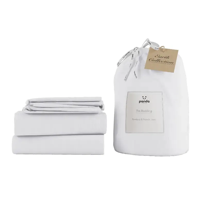 Bamboo & French Linen Single Bedding Set - White alternate view