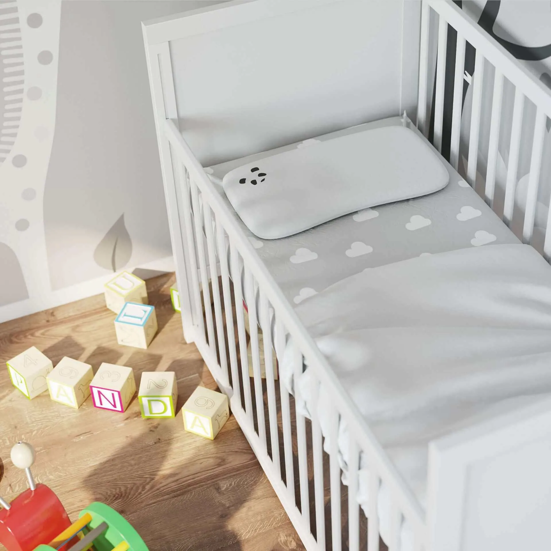 Panda Cot Bed Memory Foam Bamboo Pillow - White product