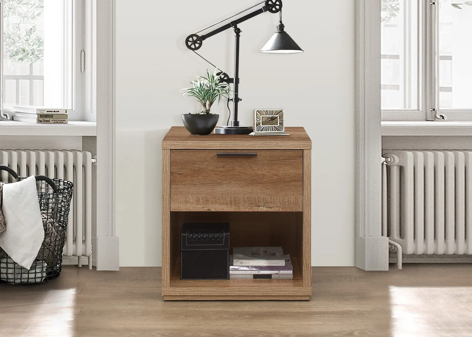 1 Drawer Bedside Table - Rustic Oak, Particle Board image