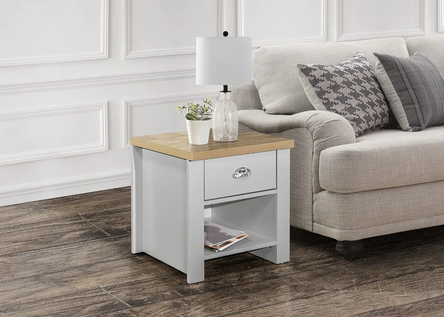 1 Drawer Lamp Table - Grey, Oak image