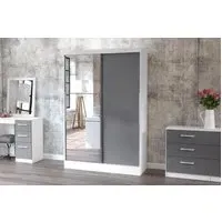 2-Door Sliding Wardrobe with Mirror - White