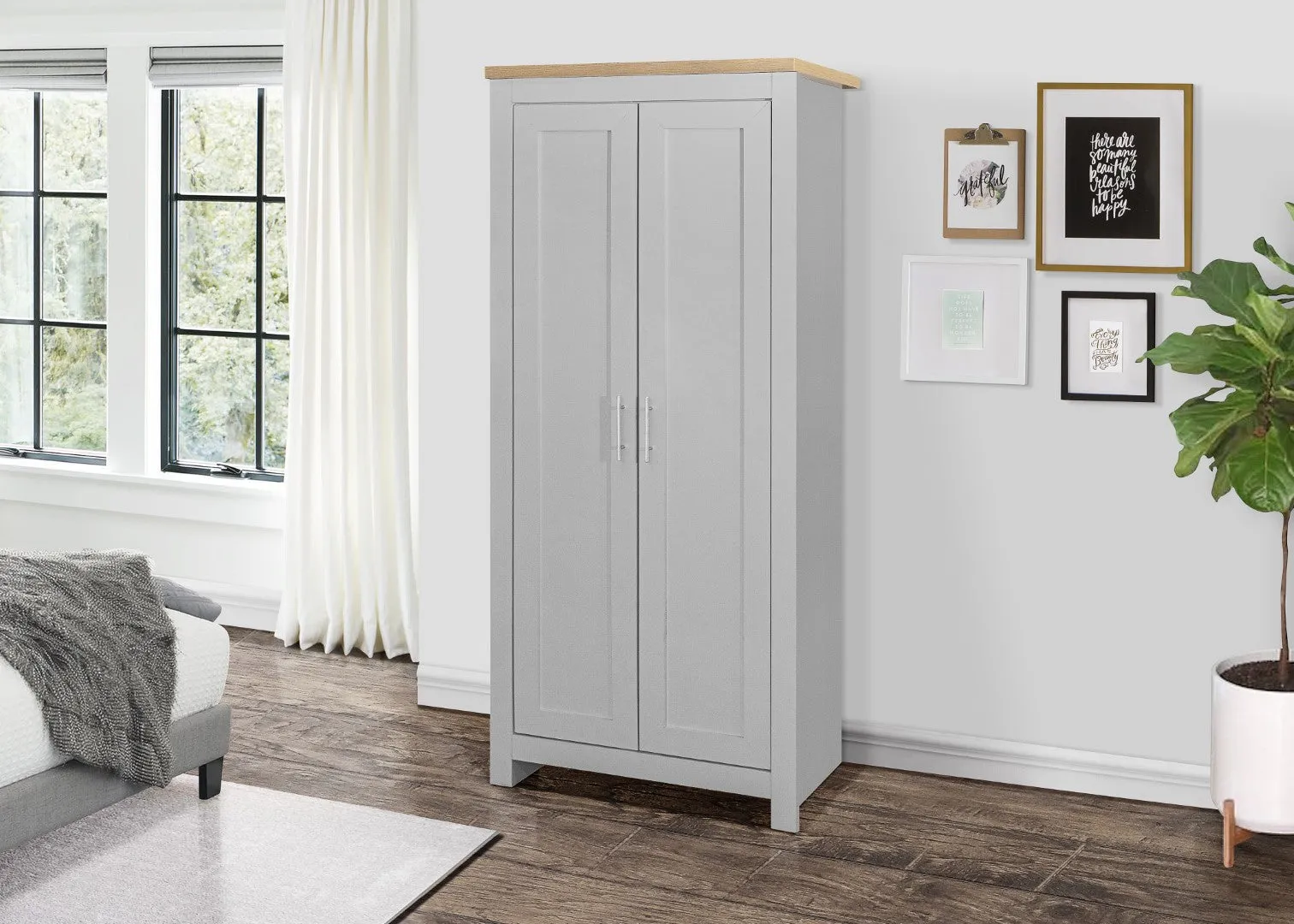2 Door Wardrobe - Grey, Oak