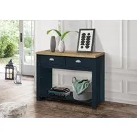2-Drawer Console Table - Navy Blue, Oak