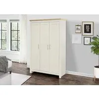 3 Door Wardrobe - Cream, Oak