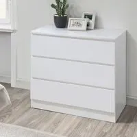 3-Drawer Chest with Grooved Handles - White