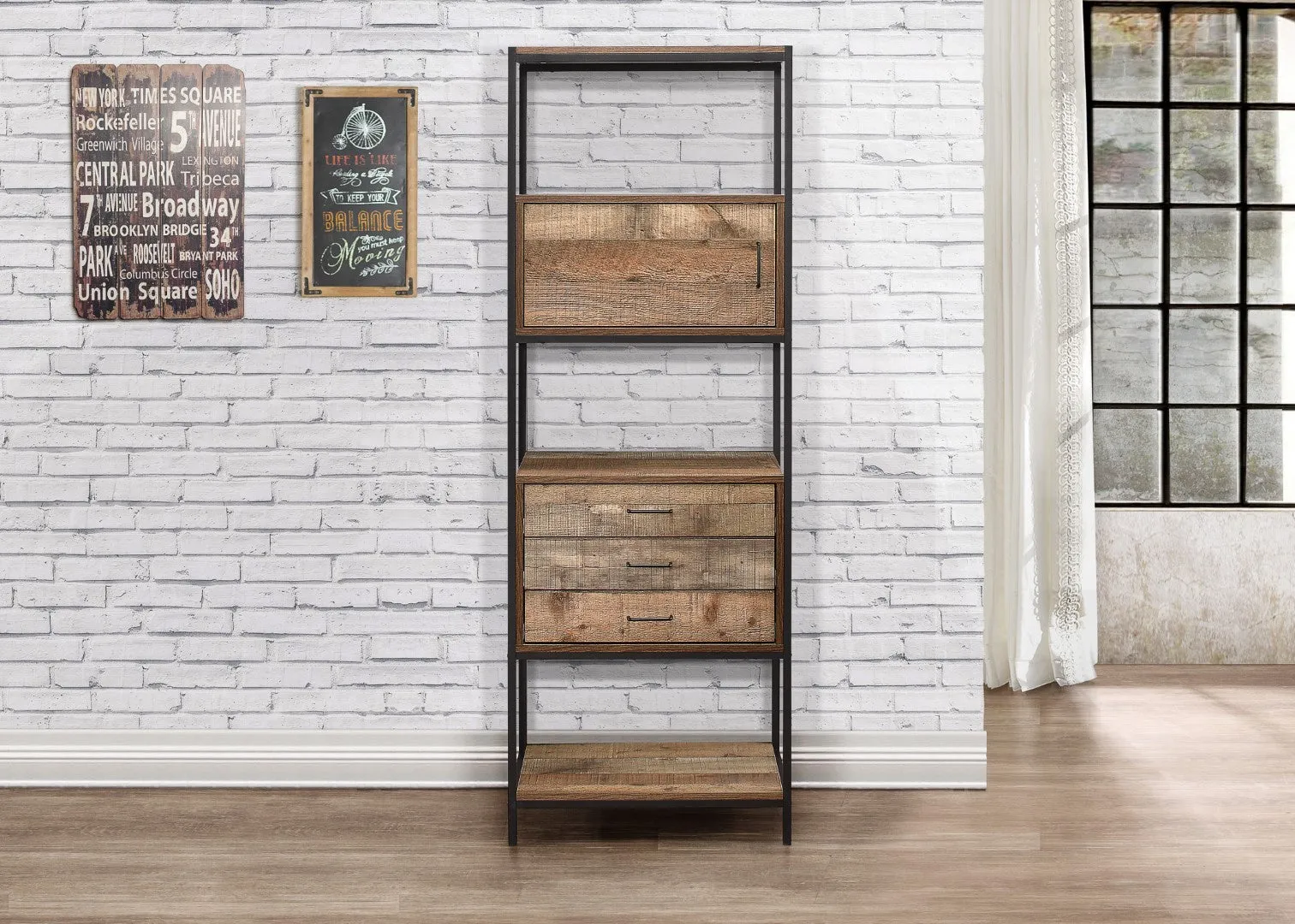 3-Drawer Shelving Unit - Brown, Particle Board image