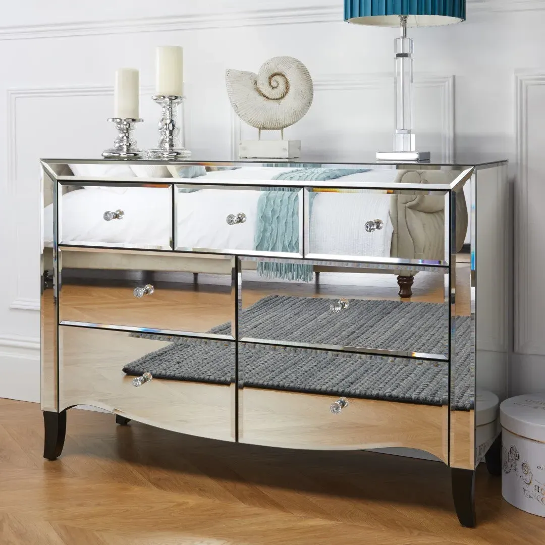 3 Over 4 Chest with Crystal Handles - Mirror, MDF image