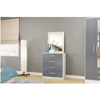 4-Drawer Chest with Silver Handles - White & Grey