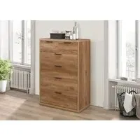 4+2 Drawer Chest with Black Handles - Oak