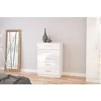 5-Drawer Chest with Silver Handles - White