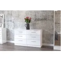 6-Drawer Chest with High Gloss Finish - White