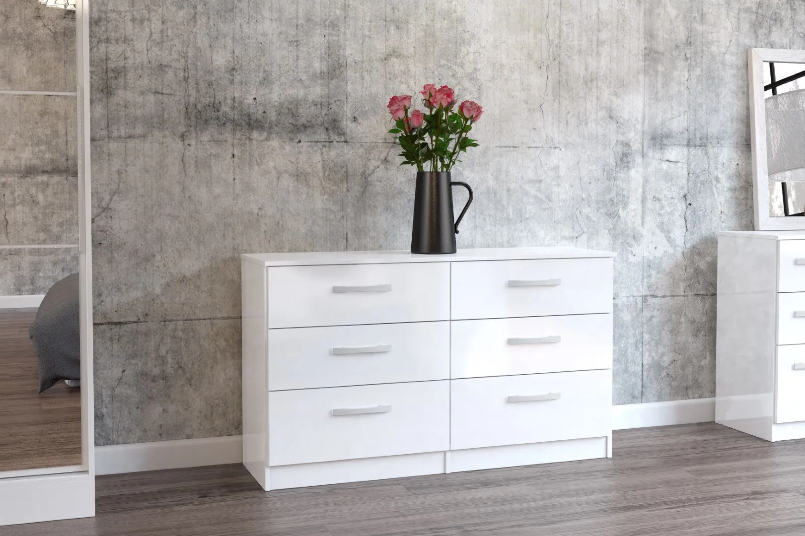 6-Drawer Chest with High Gloss Finish - White