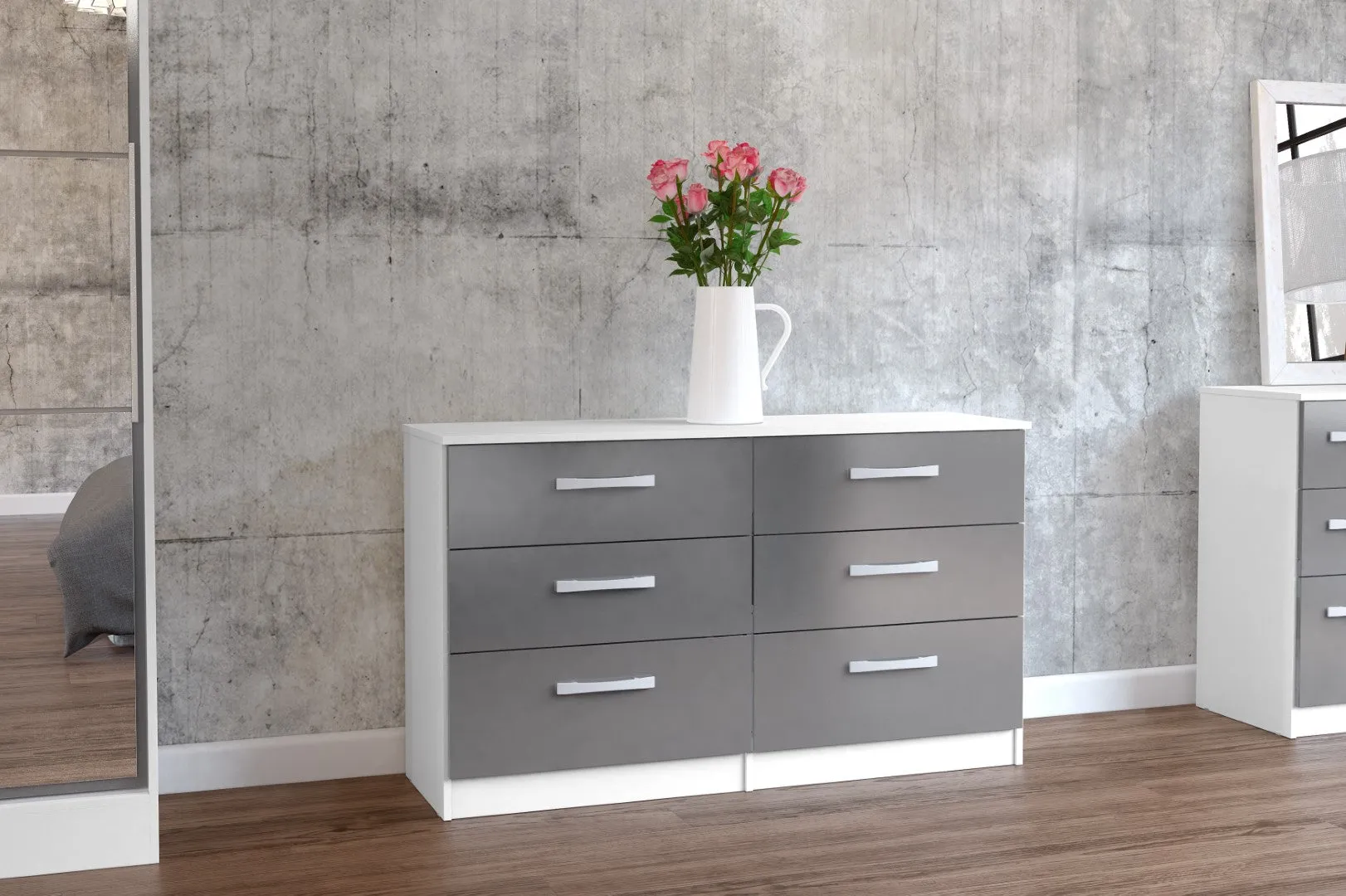 6-Drawer Chest with High Gloss Finish - White image