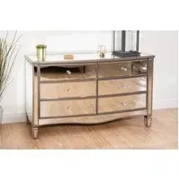 6-Drawer Wide Chest - Mirrored, Glass