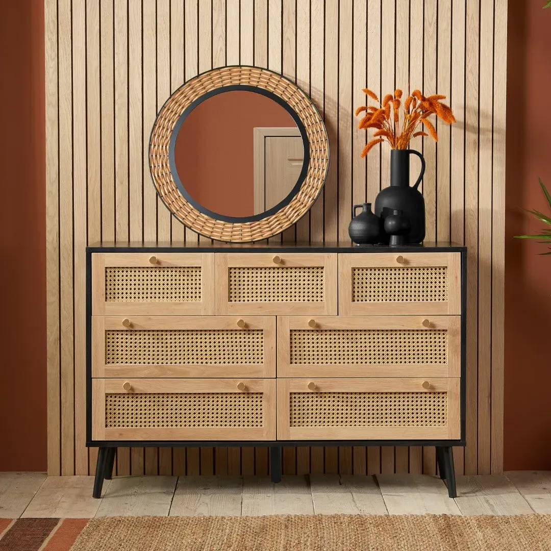 7 Drawer Chest - Black, Rattan image