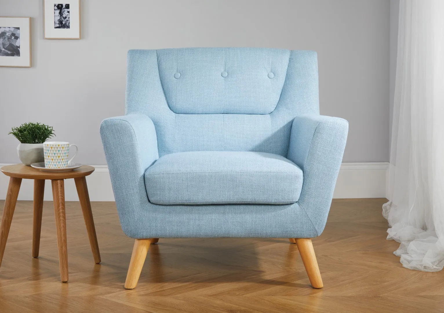 Armchair with Button Back - Blue, Fabric image