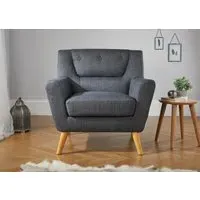 Armchair with Button Back - Grey, Fabric