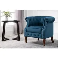 Armchair with Deep Cushions - Blue, Fabric