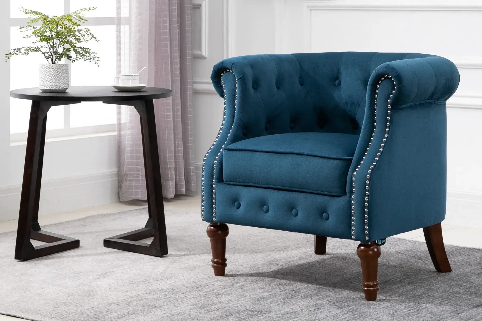 Armchair with Deep Cushions - Blue, Fabric image