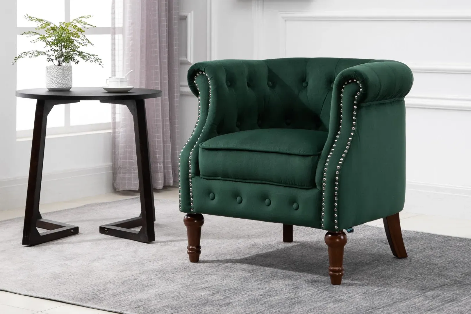 Armchair with Deep Cushions - Green, Fabric