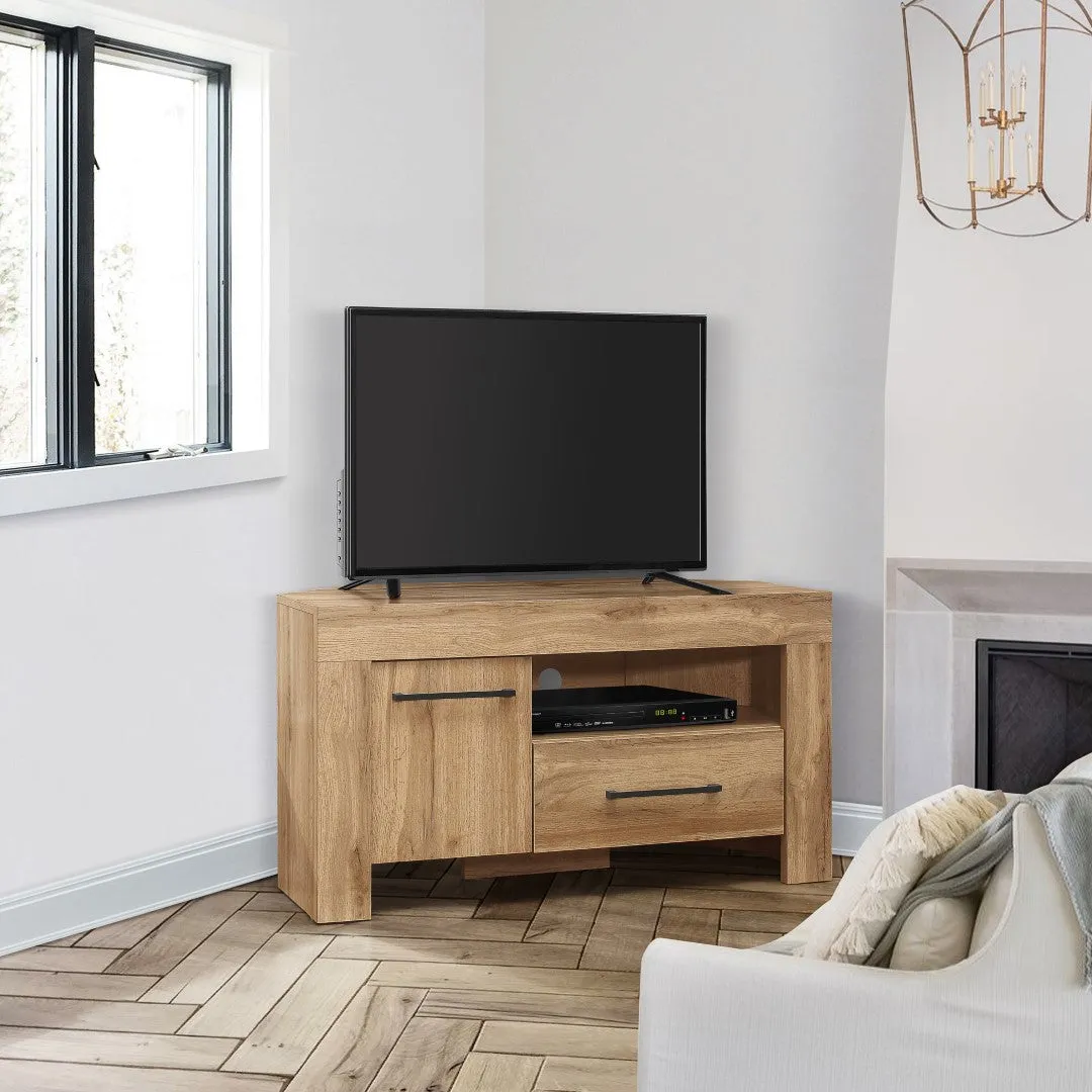 Corner TV Unit with Storage - Oak, Wood image