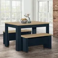 Dining Table & Bench Set - Blue, Oak