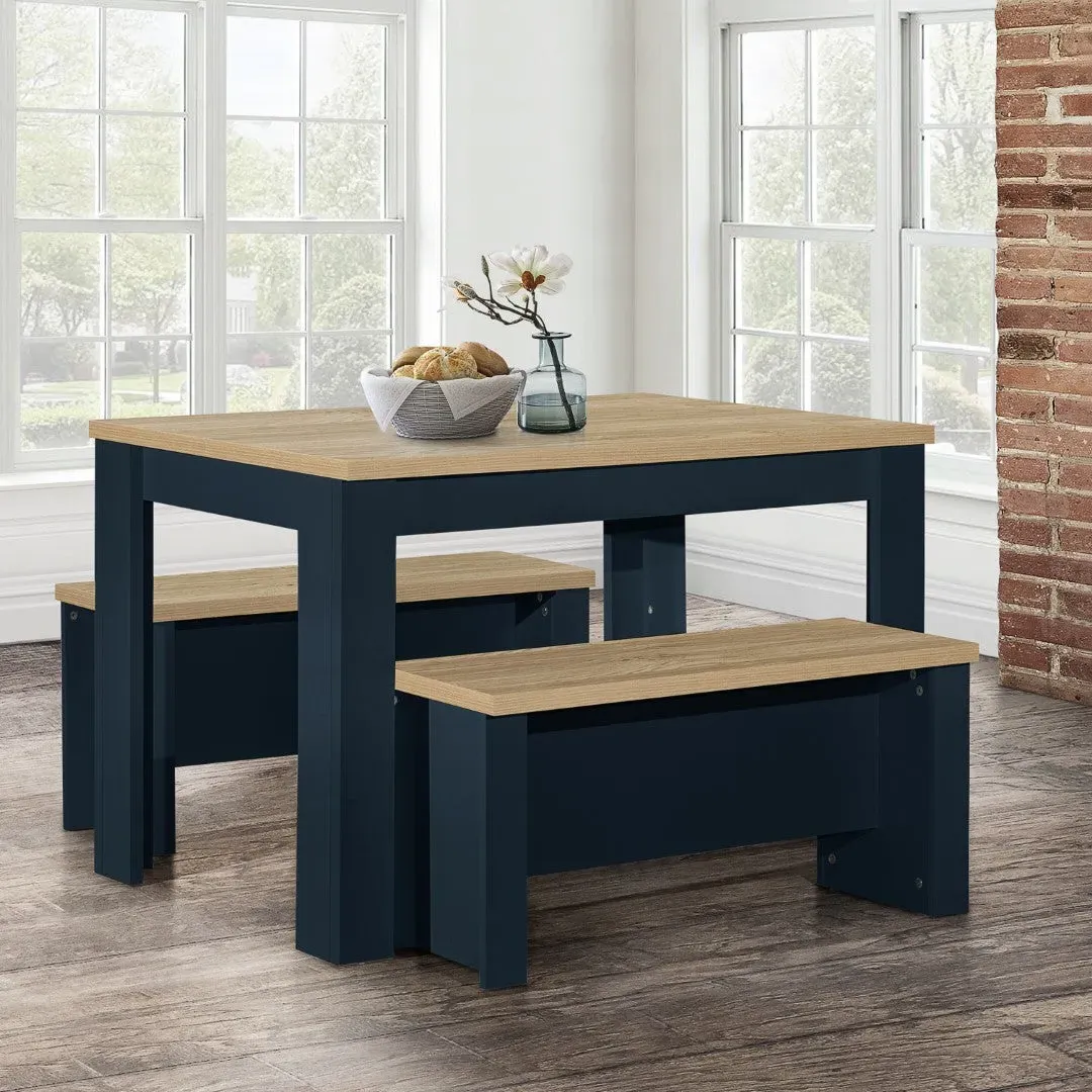 Dining Table & Bench Set - Blue, Oak image