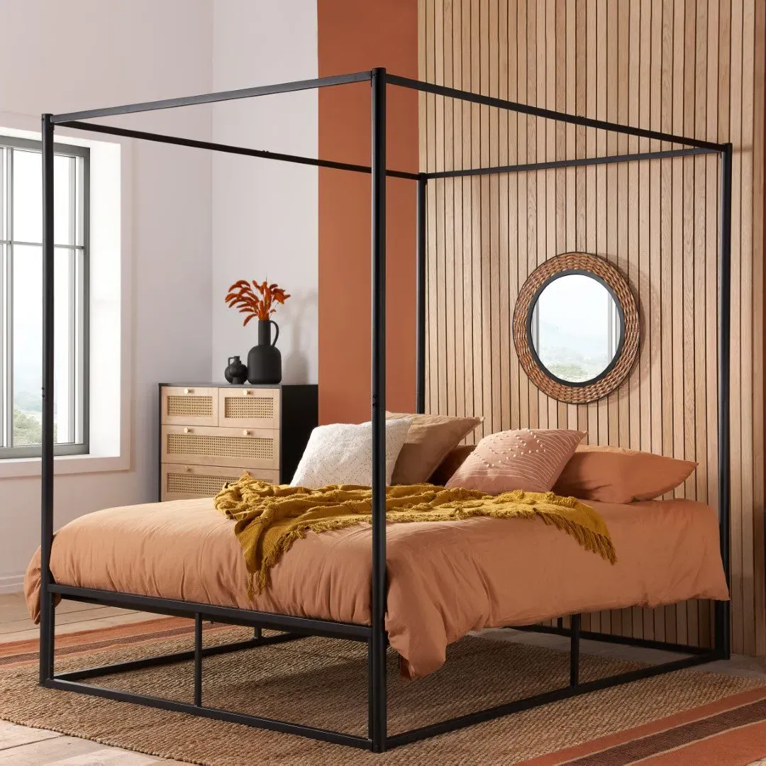 Double 4 Poster Bed Frame - Black, Metal
