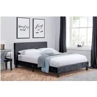 Double Bed Frame - Black, Crushed Velvet