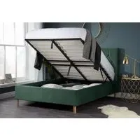 Double Ottoman Bed Frame - Green, Fabric