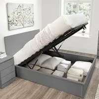 Double Ottoman Bed Frame - Grey, Wood