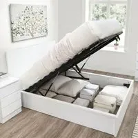 Double Ottoman Bed Frame - White, Wood