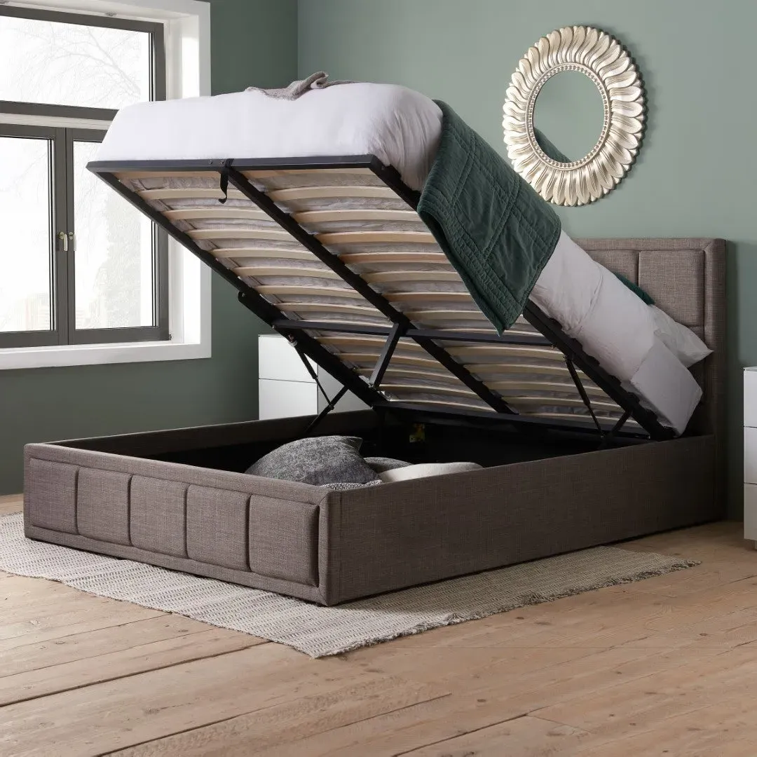 Double Ottoman Bed Frame with Storage - Grey, Fabric image