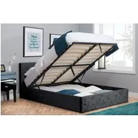 Double Ottoman Bed with Storage - Black, Velvet