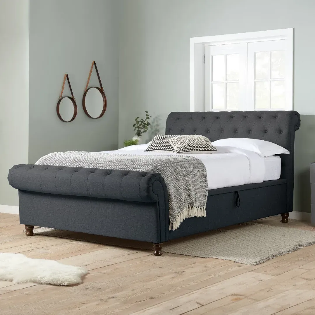 Double Ottoman Bed with Storage - Charcoal, Fabric image